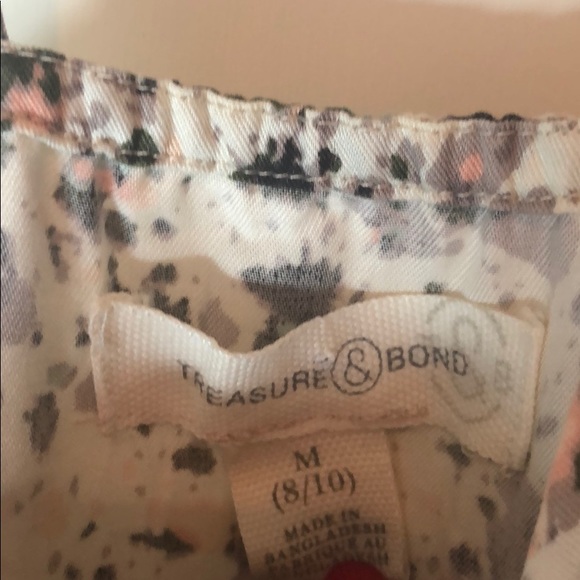 Treasure & Bond Girls Beige Green Splatter Dress M - Picture 4 of 6